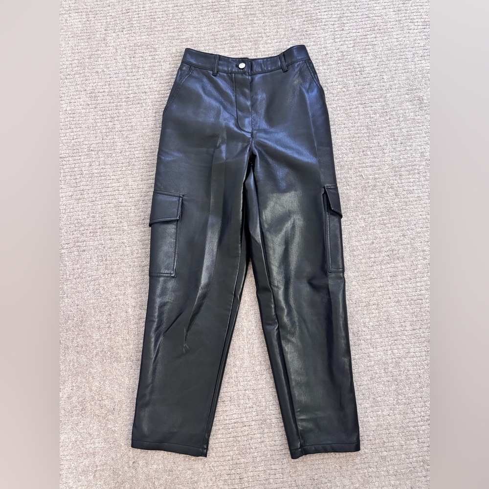 Wilfred Black Faux Leather Cargo Pants